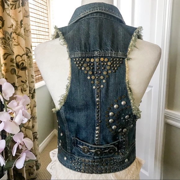 Boho Studded Denim Vest Rock ‘n’ Roll - Picture 5 of 8